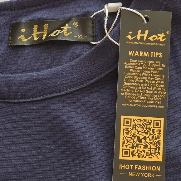 iHot Navy Blue 3/4 Sleeve Midi Pockets Fit and Flare A-Line Swing Dress Sz XL - Picture 15 of 16